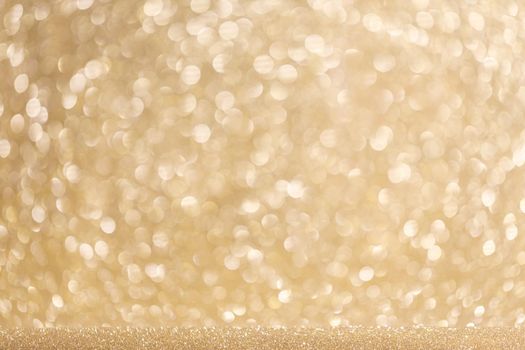 Glitter golden light blurred bokeh background, party holiday Christmas New Year luxury design, copy space for text content