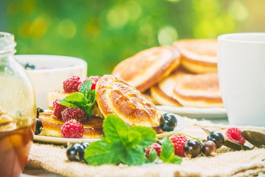 pancakes on a light background. selective focus. nature.