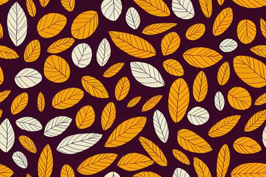 Seamless pattern with hand drawn orange leaves made with doodle style. Trendy scandinavian design concept for fashion textile print. Nature illustration.