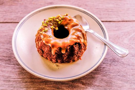 Date Cake with apple Cinnamon Bundt Cake with Caramel dessert food.