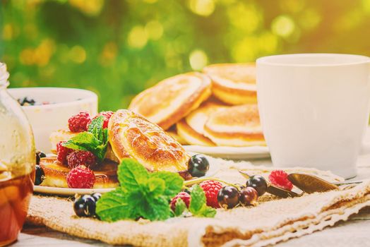 pancakes on a light background. selective focus. nature.