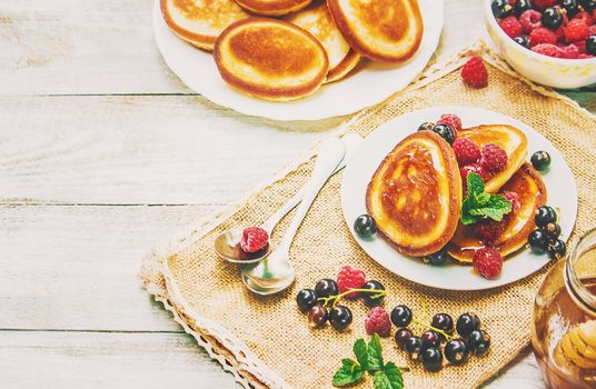 pancakes on a light background. selective focus. nature.