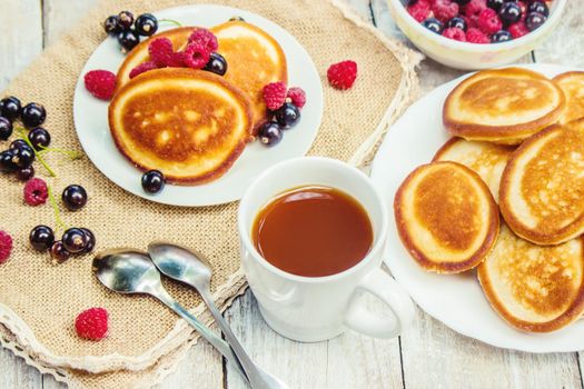 pancakes on a light background. selective focus. nature.