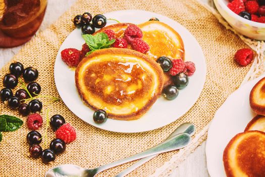 pancakes on a light background. selective focus. nature.