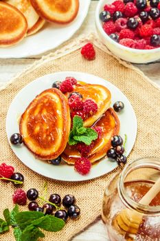 pancakes on a light background. selective focus. nature.