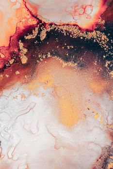 Burning abstract background from marble ink art of exquisite original painting . Painting was painted on high quality paper texture to create smooth marble background pattern of ombre alcohol ink .