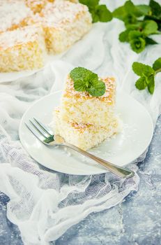 Cakes in coconut shavings. Selective focus. Food.