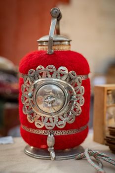 Samovar with red felt at a flea market