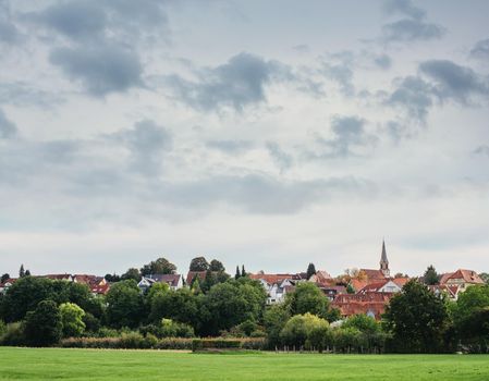 Freiberg am Neckar On the Sunset. Small European town in Baden Wurttemberg, Germany, Europe. Nekar river, southwestern Germany,