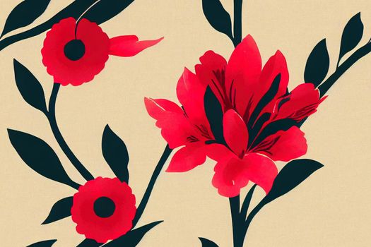 Floral vintage seamless pattern wit birds for retro wallpapers. Enchanted Vintage Flowers. Arts and Crafts movement inspired. Design for wrapping paper, wallpaper, fabrics and fashion clothes.