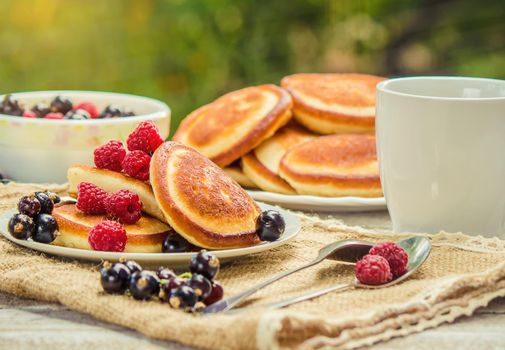 pancakes on a light background. selective focus. nature.