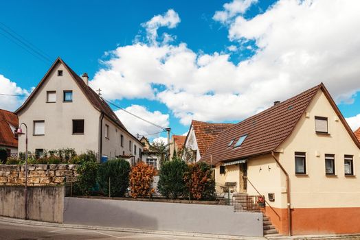 Freiberg am Neckar On the Sunset. Small European town in Baden Wurttemberg, Germany, Europe. Nekar river, southwestern Germany,