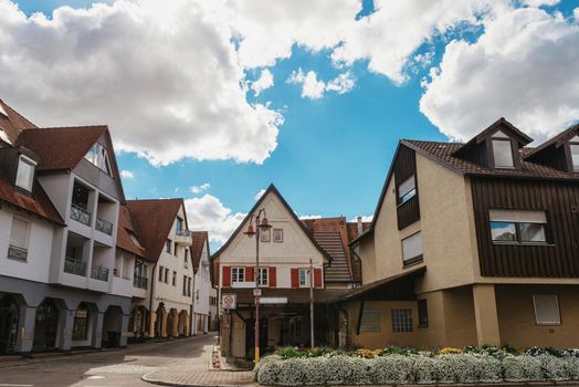 Freiberg am Neckar On the Sunset. Small European town in Baden Wurttemberg, Germany, Europe. Nekar river, southwestern Germany,