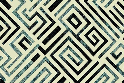 Seamless vintage pattern with an effect of attrition. Patchwork tiles. Hand drawn seamless abstract pattern from tiles. Azulejos tiles patchwork. Portuguese and Spain decor. Hexagon pattern