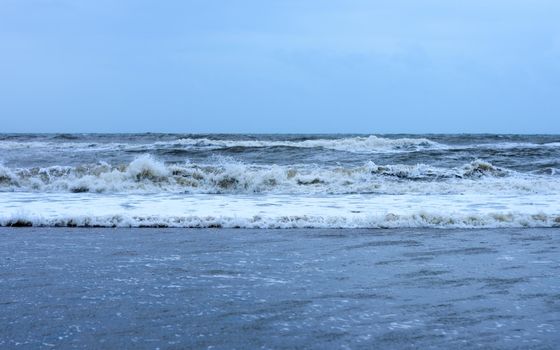 Blue Sea Waves against clear blue sky horizon. Nature Background.