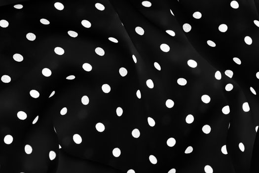 Fashion design, interior decor and classic material concept - Vintage polka dot textile background texture, white dots on black luxury fabric design pattern