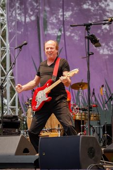 San Francisco, CA, 1st October, 2022, Grammy nominee Adrian Below performs the Talking Heads 1980 classic Remain in Light at the 2022 Hardly Strictly Bluegrass Festival in Golden Gate Park.