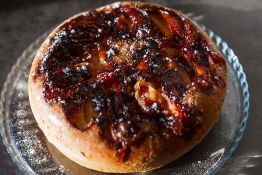 sweet freshly baked apple biscuit cake with sugar
