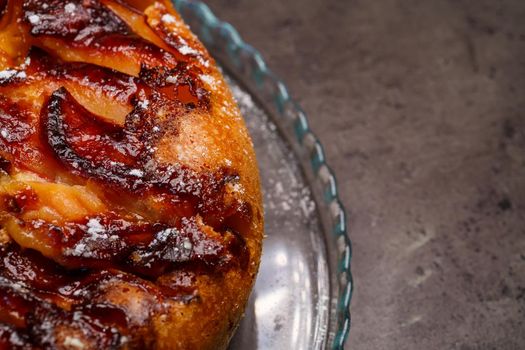 sweet freshly baked apple biscuit cake with sugar