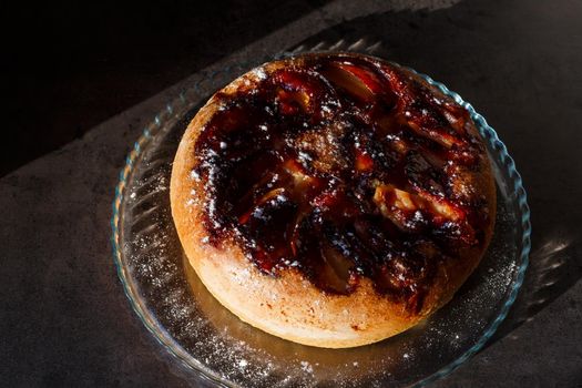 sweet freshly baked apple biscuit cake with sugar