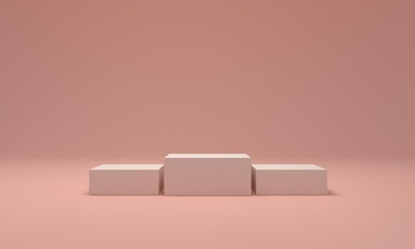 podium on pink modern living room. Success concept. 3d rendering.