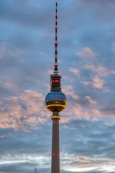The famous Television Tower in Berlin at dawn