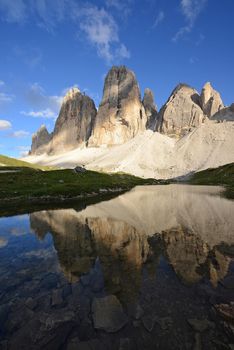 Tre Cime in Dolomite mountain in Italy