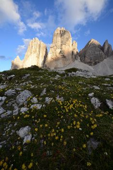 Tre Cime in Dolomite mountain in Italy