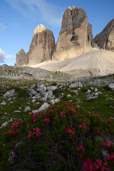 Tre Cime in Dolomite mountain in Italy