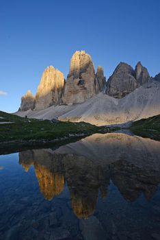 Tre Cime in Dolomite mountain in Italy