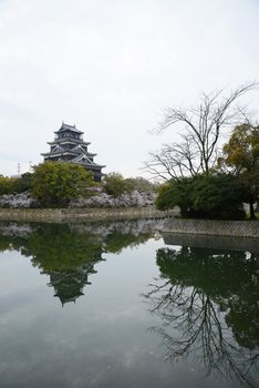 hiroshima castle with cherry blossom