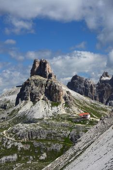 jagged mountain peaks in dolomite italy