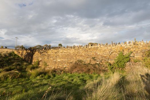 The famous Spiky Bridge and surrounding landscape built by convicts in mid 19th century near Swansea in Tasmania, Australia