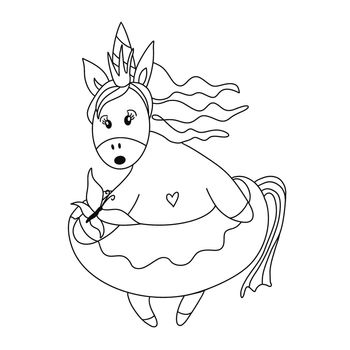 Cute cartoon unicorn. Illustration depicting the emotion of surprise. White background