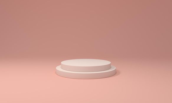 Podium pink on studio minimal background. pedestal fashion luxury concept. 3d rendering.