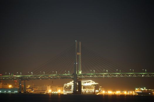 Yokohama Baybridge and luxury vessels. Shooting Location: Yokohama-city kanagawa prefecture