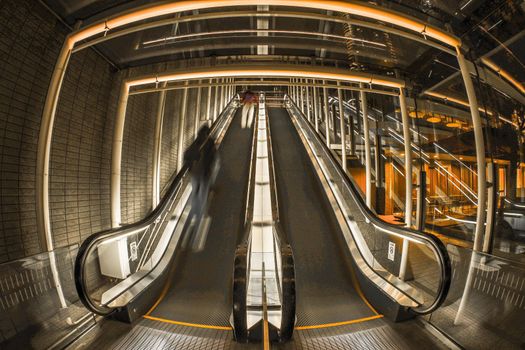 Escalator image. Shooting Location: Tokyo metropolitan area