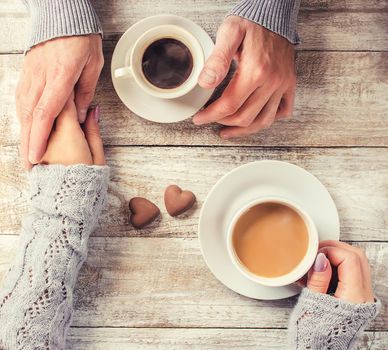 A cup of coffee. Selective focus. Couple. Drink.