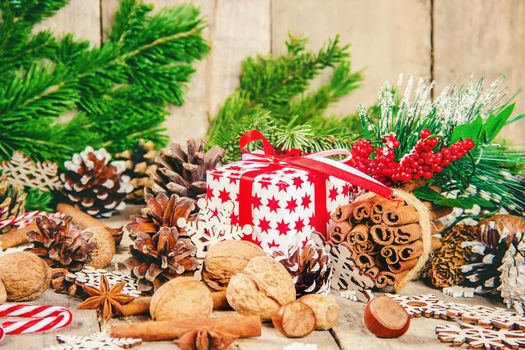 Christmas background. happy New Year. Selective focus Holiday