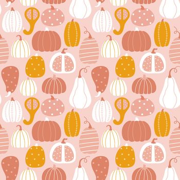 Vector autumn texture in flat style on a light pink background. Design for autumn holidays