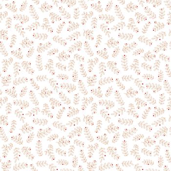 Seamless Christmas background with minimalistic golden branches. Simple style. Seamless background for winter holidays decoration, wrapping paper, fabric. Vector illustration on white background.