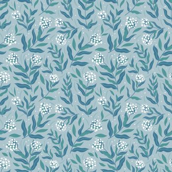 Flowers seamless pattern in hand-drawn style. Vector floral texture. Stylized plants and flowers fabric print design.
