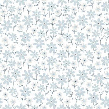 Abstract floral background. Ditsy style. Simple and cute seamless patterns for fashion, wallpaper and print. Pastel palette. Vector illustration