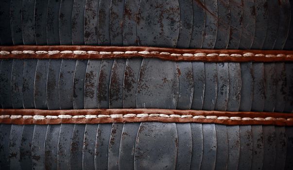 Scaly armor. Elements of plate armor of medieval warfare. metal plates, vintage scaly armor for body protection.