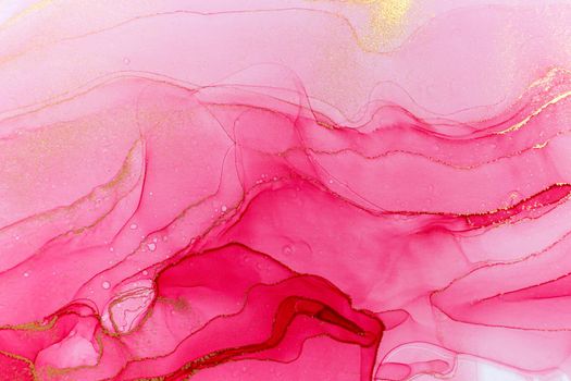 Watercolor pink waves and swirls with golden layers.