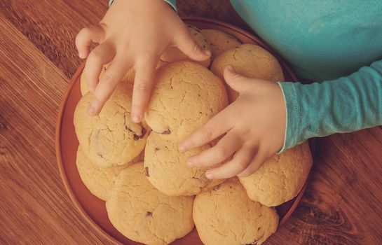 Cookies, cakes, cook their own hands. Selective focus. food.