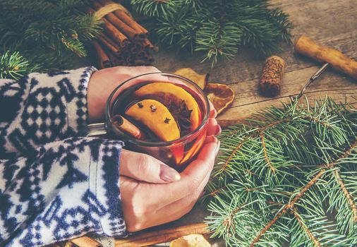 Mulled wine. Selective focus. Food and drink. christmas.