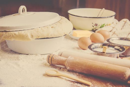 Pastry, cakes, cook their own hands. Selective focus. Food.