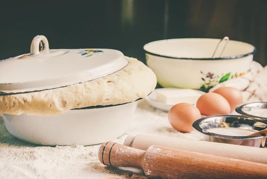 Pastry, cakes, cook their own hands. Selective focus Food