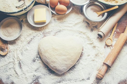 Pastry, cakes, cook their own hands. Selective focus. Food.